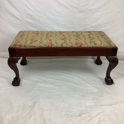 Lot.6171. Antique Mahogany Chippendale Style Ball and Claw Needlepoint Bench
