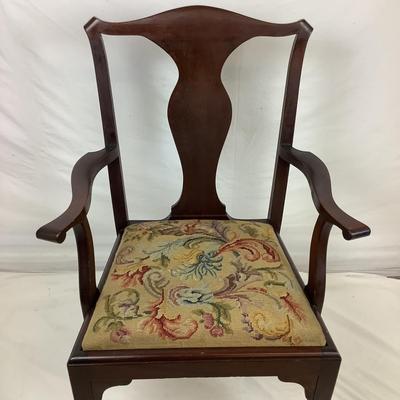 Lot. 6172. Chippendale Style Antique Mahogany Ball and Claw needlepoint arm chair