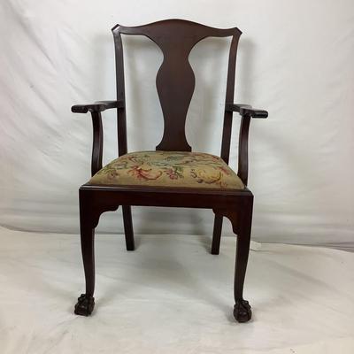 Lot. 6172. Chippendale Style Antique Mahogany Ball and Claw needlepoint arm chair