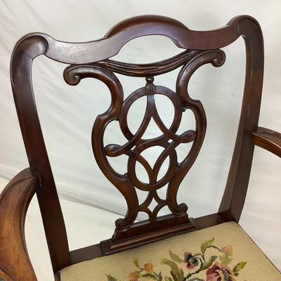 Lot.6173. Chippendale Style Antique Mahogany needlepoint arm chair