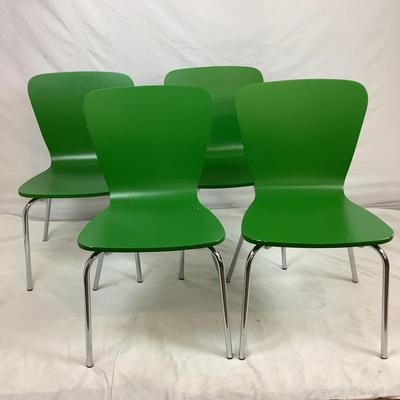 Lot. 6176. Crate and Barrel Felix Green Stack Chairs