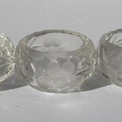 3 Matching Old Clear Cut Glass Open Salt Dips