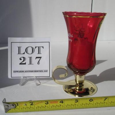 40th Anniversary Red Glass Shaded Candle Holder, Treasured Editions, Jeanette, PA