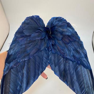 Vintage Dark Navy Blue Feather Bird Wings