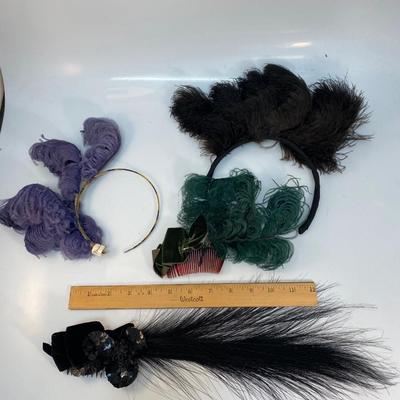 Set of 4 Vintage Handmade Feathered Hair Accessories