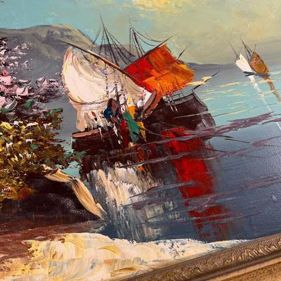 Italian Fishing Village Oil Painting