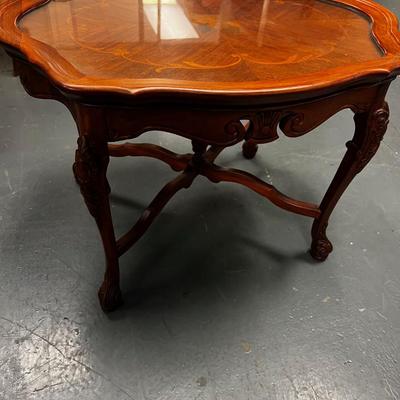 Little Inlay End Table with Serving Tray Top that Comes off/ 