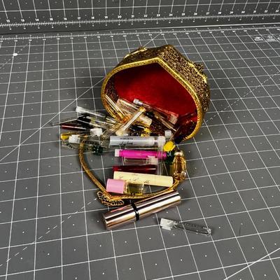 Heart Shaped Jewelry Box, Full of Tiny Sample Perfumes. 