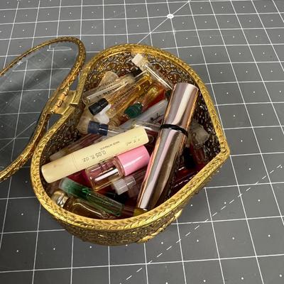 Heart Shaped Jewelry Box, Full of Tiny Sample Perfumes. 