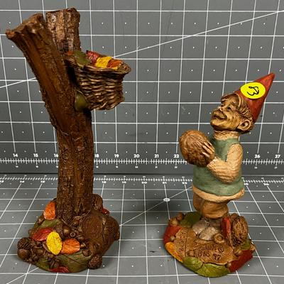 Resin Sculpture's T Clark Basket Ball Gnome & Tree hoop 