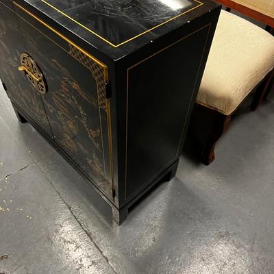 Asian Black Lacquer Cabinet by Drexel Heritage 