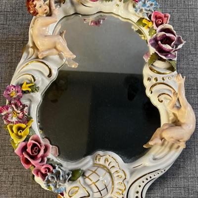 Dresden Porcelain Mirror with Putti 