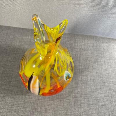 Decorator Item Fabulous Yellow Freeform Glass Art Vase