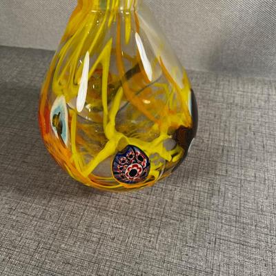 Decorator Item Fabulous Yellow Freeform Glass Art Vase
