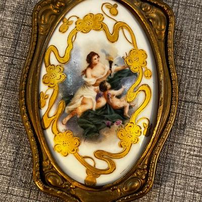 Antique Hand Painted Wall Plaque 