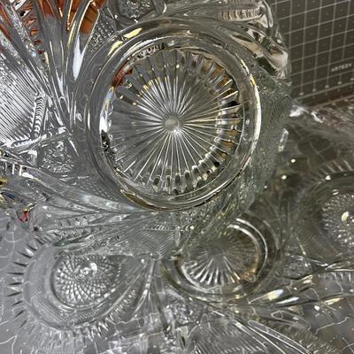 Giant Pressed Glass Punch Bowl and Tray 