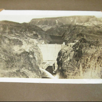 Lot FFF Vintage 1937 Boulder Dam Scrapbook Real Photo Postcards Snapshots Hoover Wood