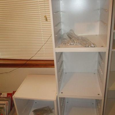 White Laminate Wood Cubby Shelves