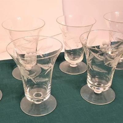 Lot #28  Lot of 7 Vintage Footed Crystal Water/Iced Tea Glasses