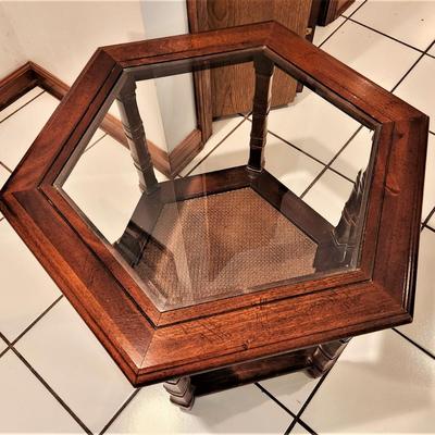 Lot #33  Octagonal Lamp Table - Cane Base