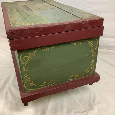 6181 Antique Hand Painted Nautical Blanket Chest