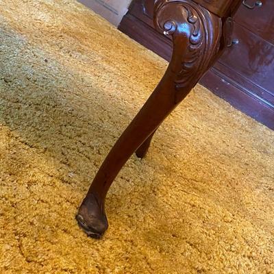 Antique Mahogany French Louis Style Shell Motif Side  Table