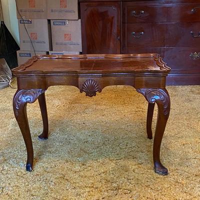 Antique Mahogany French Louis Style Shell Motif Side  Table