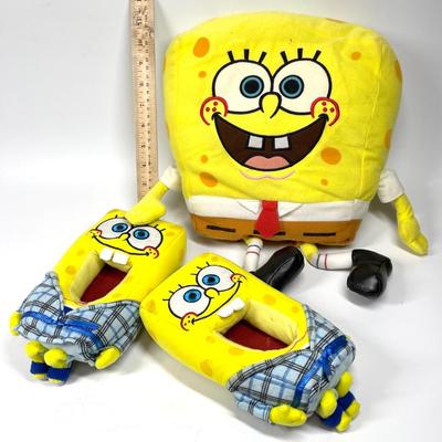 Sponge Bob pillow & slippers, toddler size 10-11