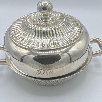Antique Wilcox Victorian Silver Plate Butter Dome  lid Engraved Cherubs