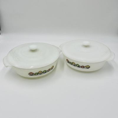 ANCHOR HOCKING ~ Fire King ~ Pair (2) ~ Summerfield ~ Lidded Ovenware ~ *Read Details