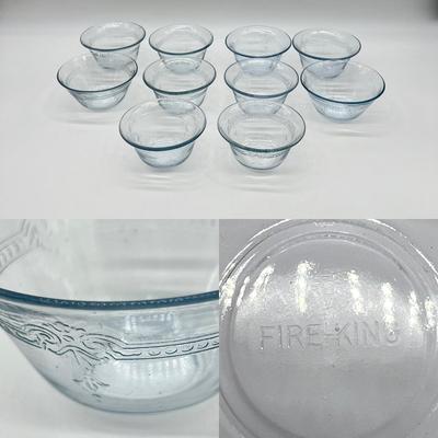 FIRE-KING ~ Sapphire Blue ~ Set Of Thirteen (13) Glass Bowls