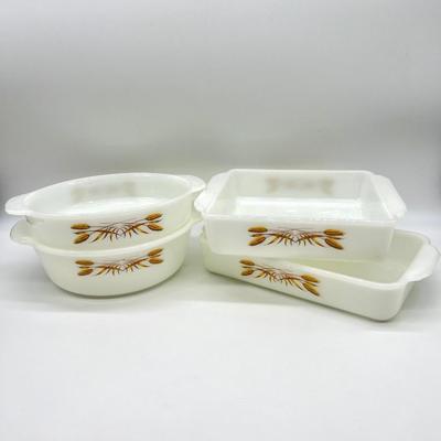 ANCHOR HOCKING ~ Fire-King ~ Four (4) Assorted â€œWheatâ€ Casserole Dishes