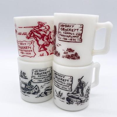 ANCHOR HOCKING ~ Set of Four (4) Davy Crocket Cups