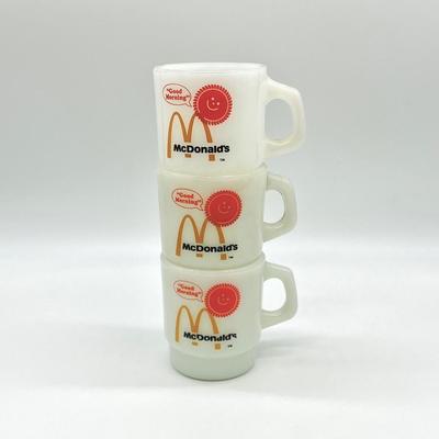 ANCHOR HOCKING ~ Fire-King ~ Three (3) Vintage McDonalds Good Morning Coffee Cups