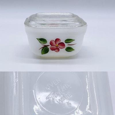 ANCHOR HOCKING ~ Fire King ~ Peach Blossom ~ Three (3)~ Lidded Refrigerator Dishes