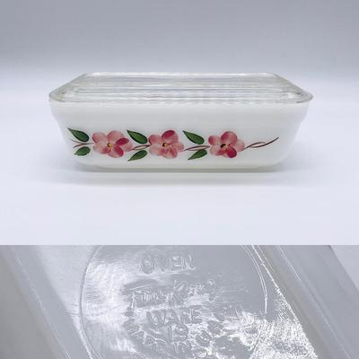 ANCHOR HOCKING ~ Fire King ~ Peach Blossom ~ Three (3)~ Lidded Refrigerator Dishes