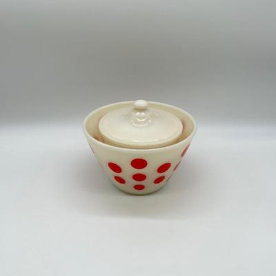 FIRE-KING ~ Red Dot ~ Grease Jar & Mixing Bowl
