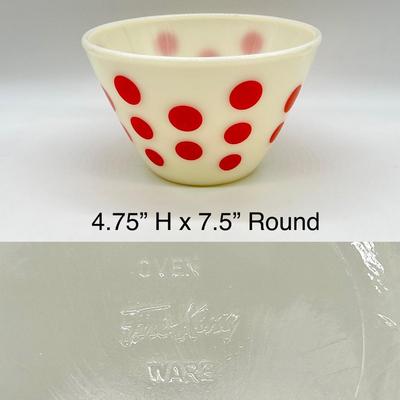 FIRE-KING ~ Red Dot ~ Grease Jar & Mixing Bowl