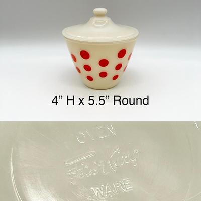 FIRE-KING ~ Red Dot ~ Grease Jar & Mixing Bowl