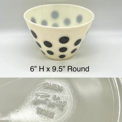 FIRE-KING ~ Black Dot ~ Grease Jar & Mixing Bowl