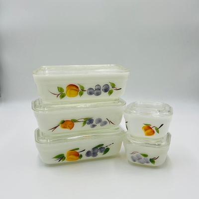 FIRE KING ~ Gay Fad ~ Five (5) Assorted Lidded Ovenware