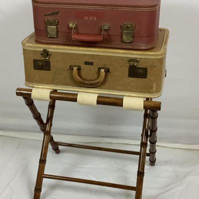 Lot.6188. Pair of Vintage Suitcases with 2 luggage racks