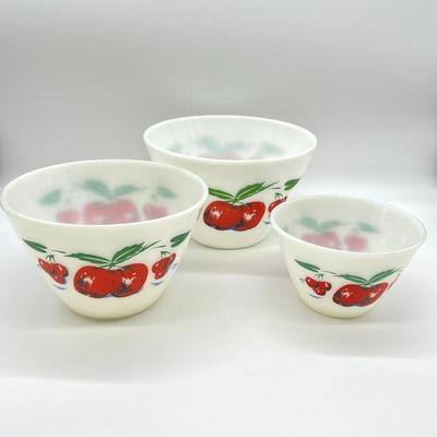 FIRE-KING ~ Apples & Cherries ~ Six (6) Assorted Pieces