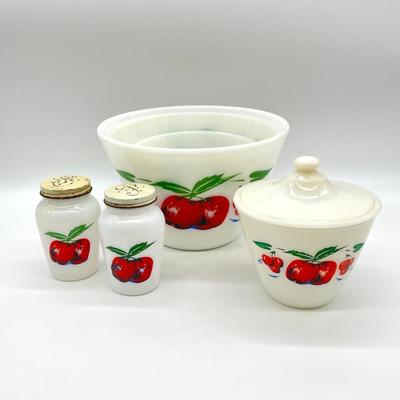 FIRE-KING ~ Apples & Cherries ~ Six (6) Assorted Pieces