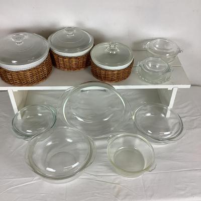 Lot. 6198. Assorted pyrex and 3 porcelain baking dishes