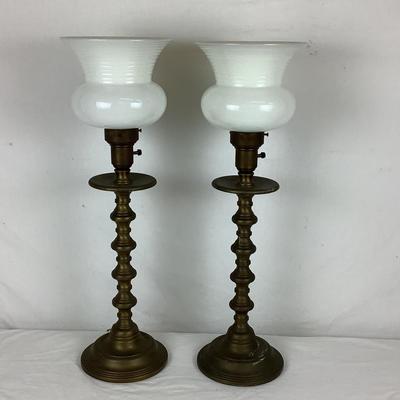 Lot. 6199. Pair of Vintage Brass Lamps