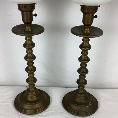 Lot. 6199. Pair of Vintage Brass Lamps