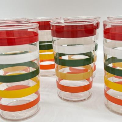 ANCHOR HOCKING ~ Fiesta Bands ~ Set Of Eight (8) Glasses