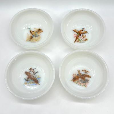 FIRE-KING ~ Game Birds ~ Set Of Eight (8) Bowls & Coffee Cups