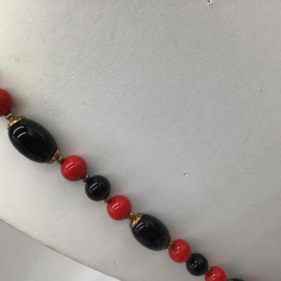 Black and Red Vintage Costume Necklace